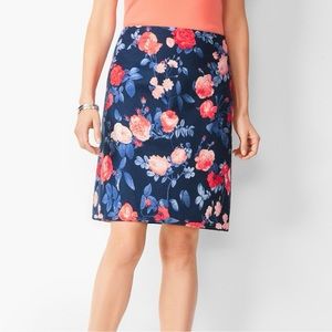Talbots Petite Classic A-Line Floral Skirt Size‎ 12 Lined Side Zipper